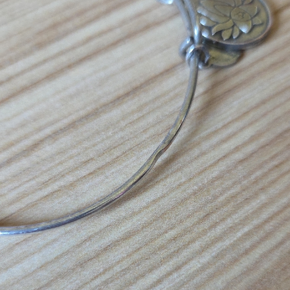 Alex and Ani Silver Lotus 2012 Charm Bangle Bracelet - Picture 5 of 8